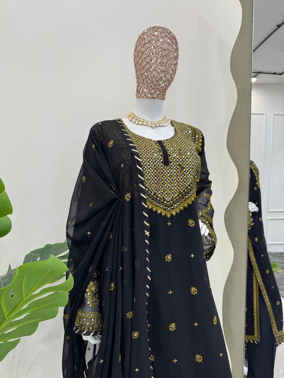 Party Wear Look Suit Set With Thread And Sequence Work