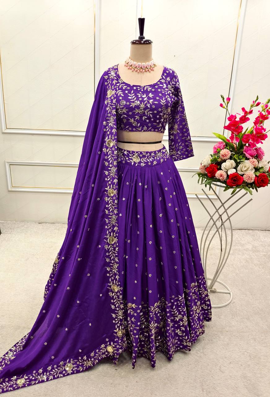 Designer Party Wear Lehenga Choli With Embroidery Sequence Work