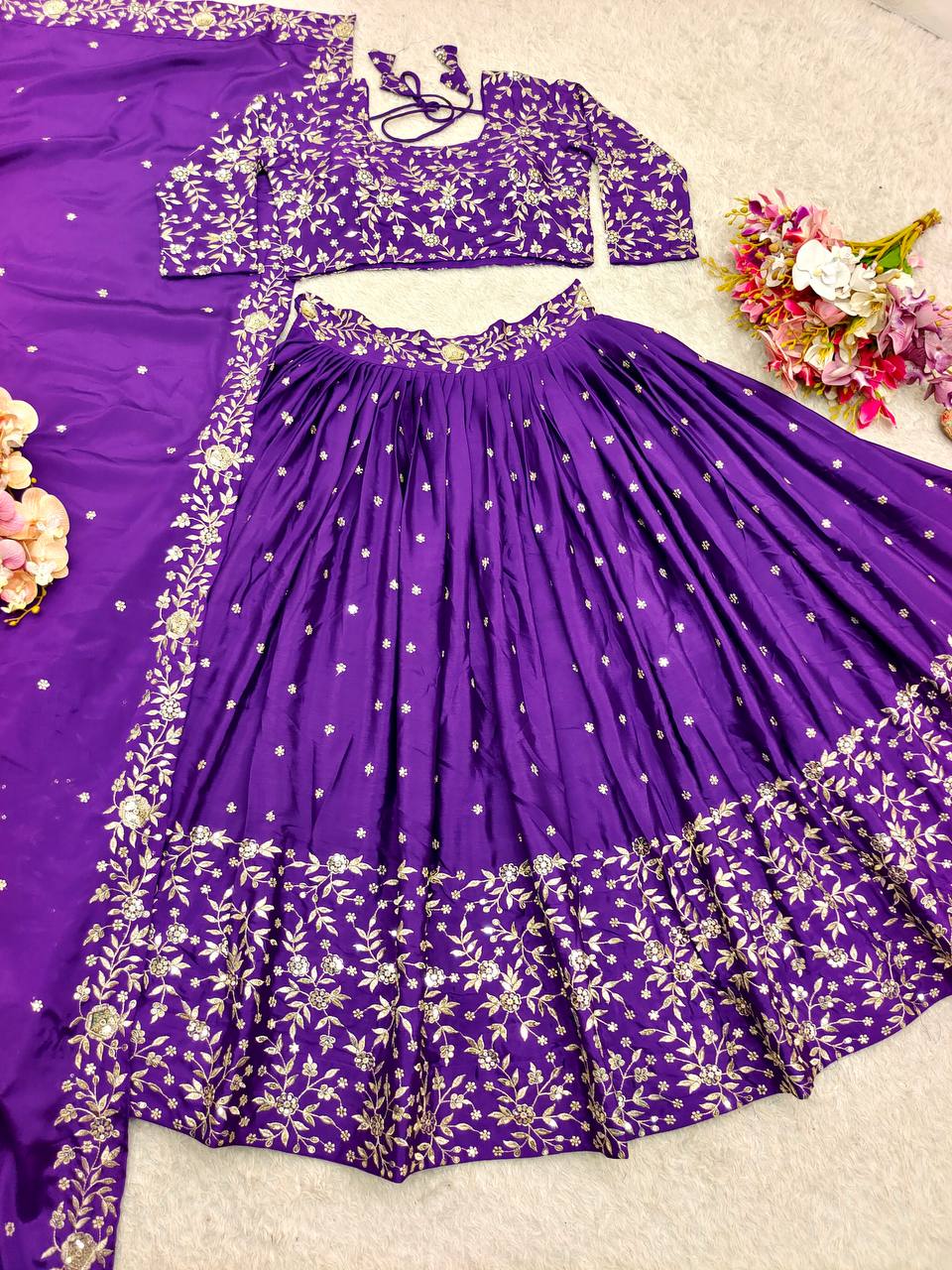 Designer Party Wear Lehenga Choli With Embroidery Sequence Work