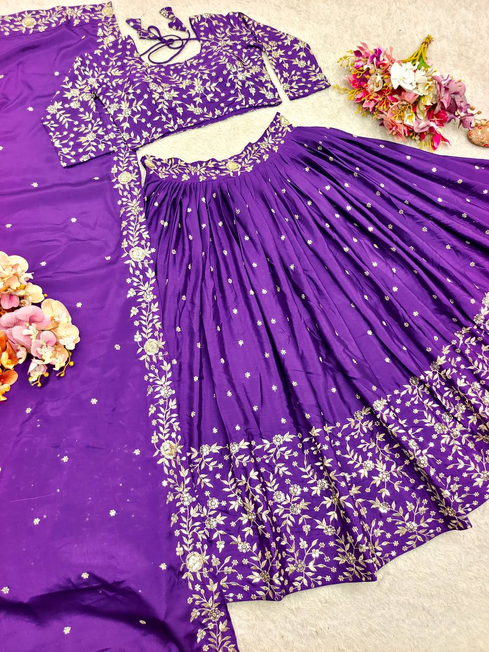 Designer Party Wear Lehenga Choli With Embroidery Sequence Work