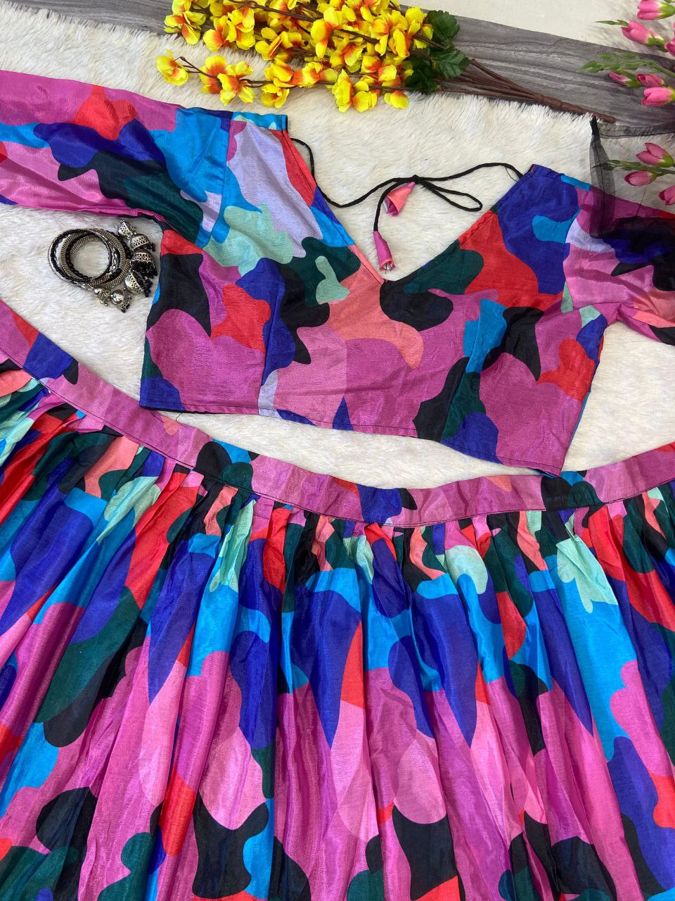 Beautiful Party Wear Lehenga Choli With Beautiful Floral Print