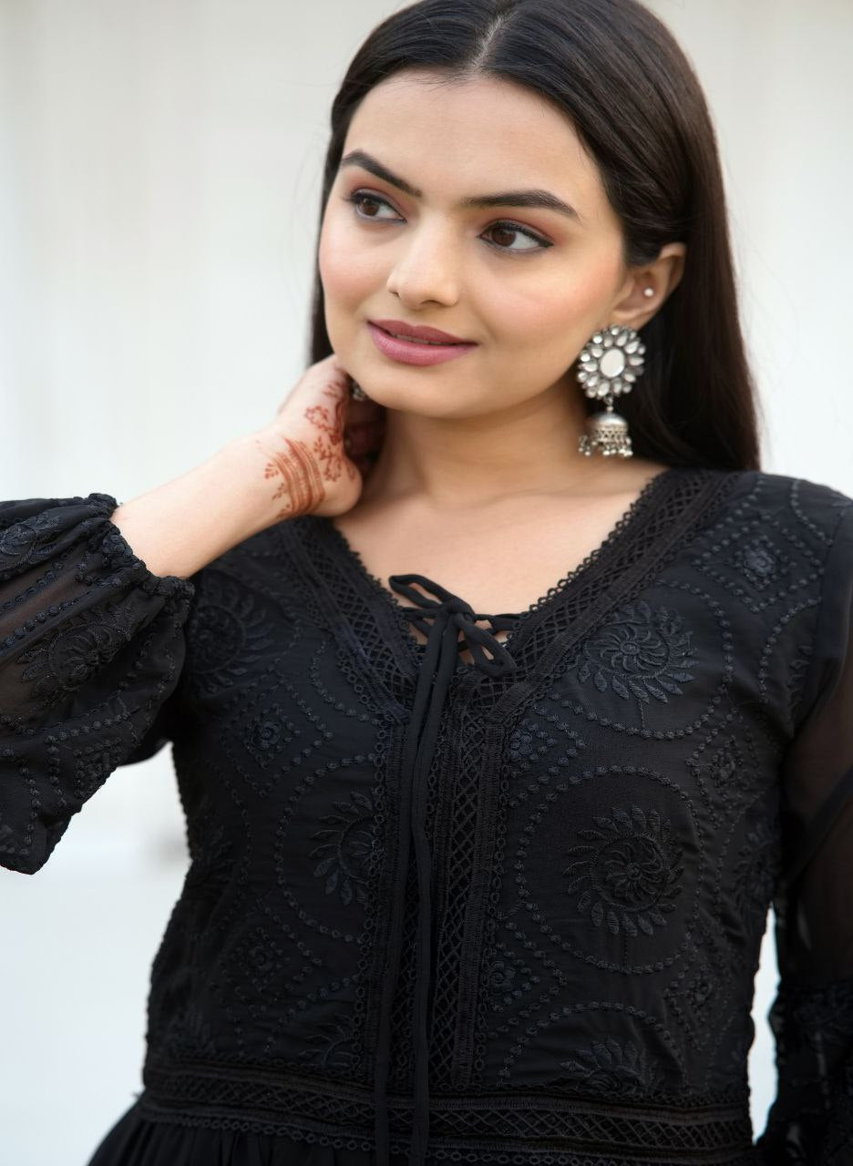 Beautiful Party Wear Gown With Embroidered Work