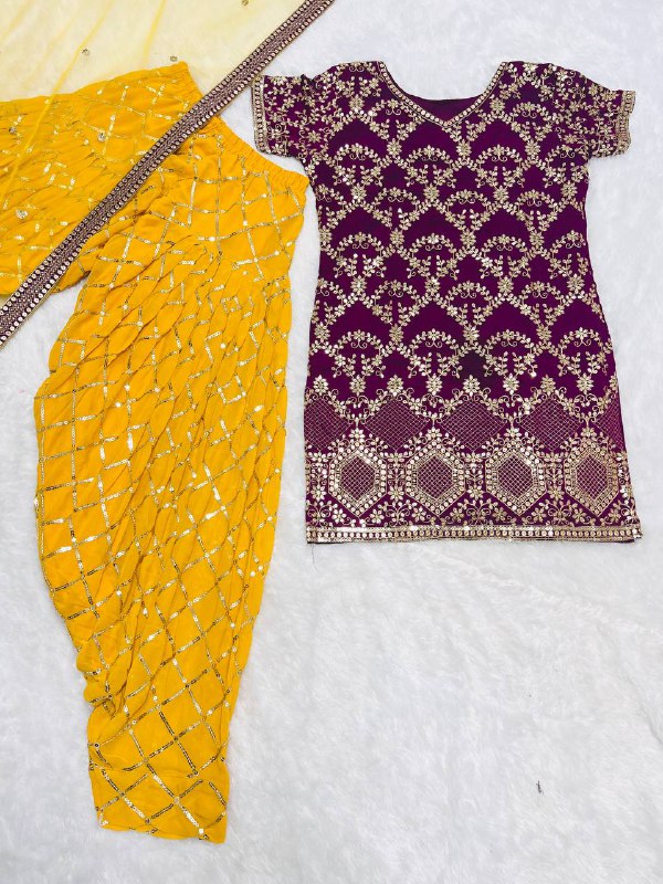 Fancy Top-Patiala And Dupatta With Heavy Embroidery Sequence Work