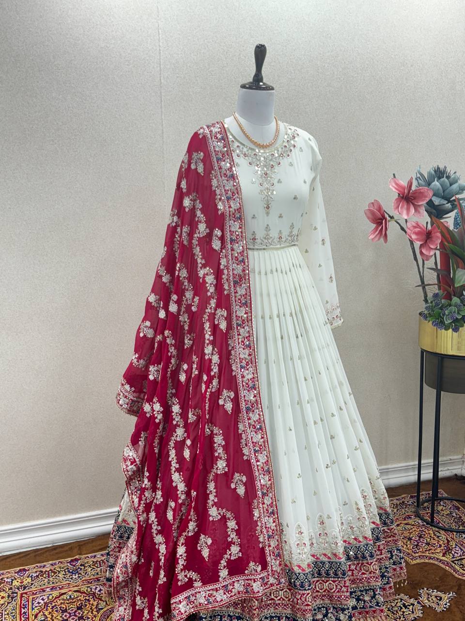 Party Wear Look Gown, Dupatta & Bottom Set