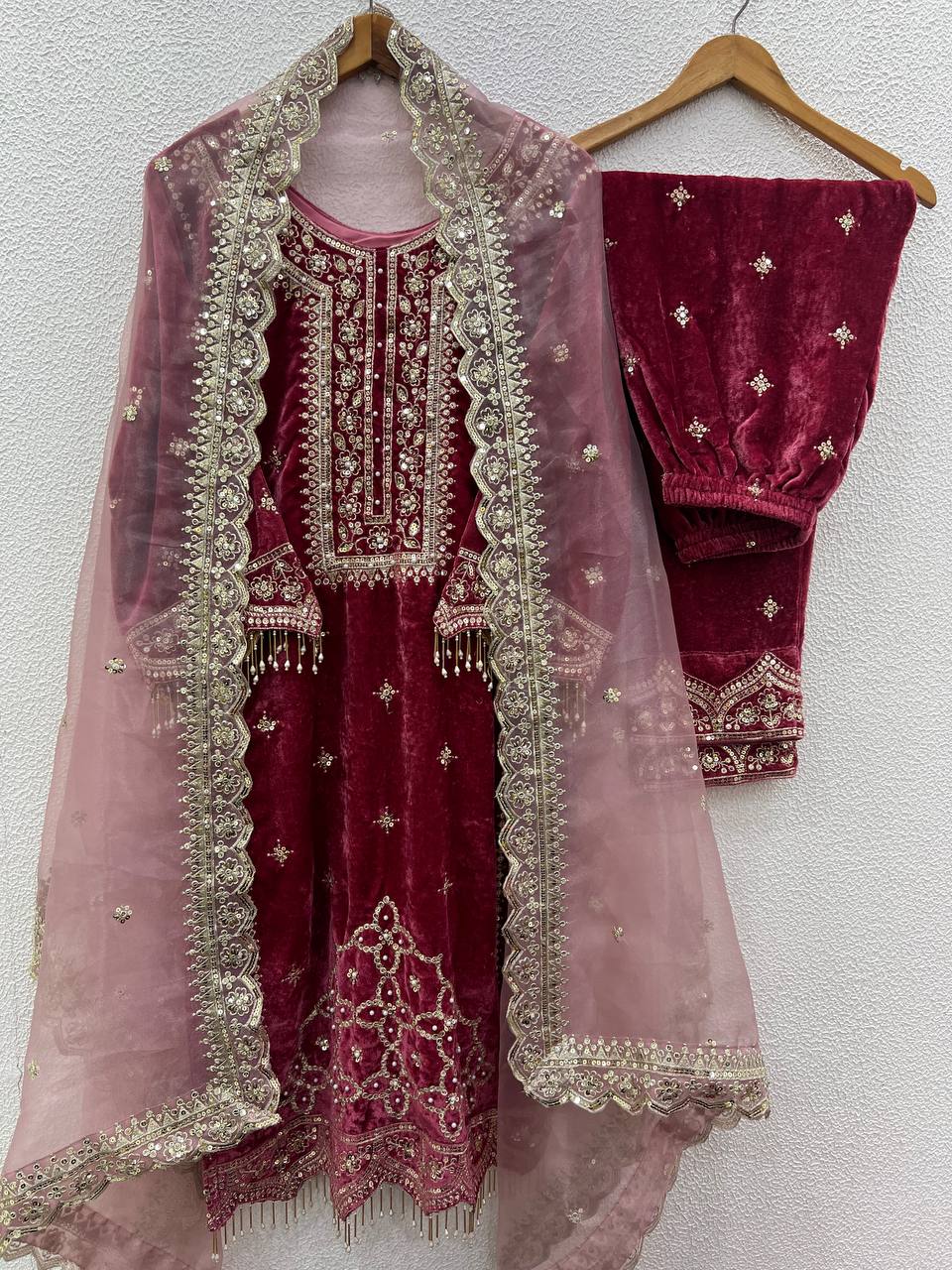 Designer Look Top-Dupatta And Bottom With Heavy Embroidery Sequence Work