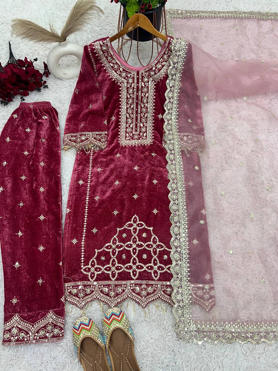 Designer Look Top-Dupatta And Bottom With Heavy Embroidery Sequence Work