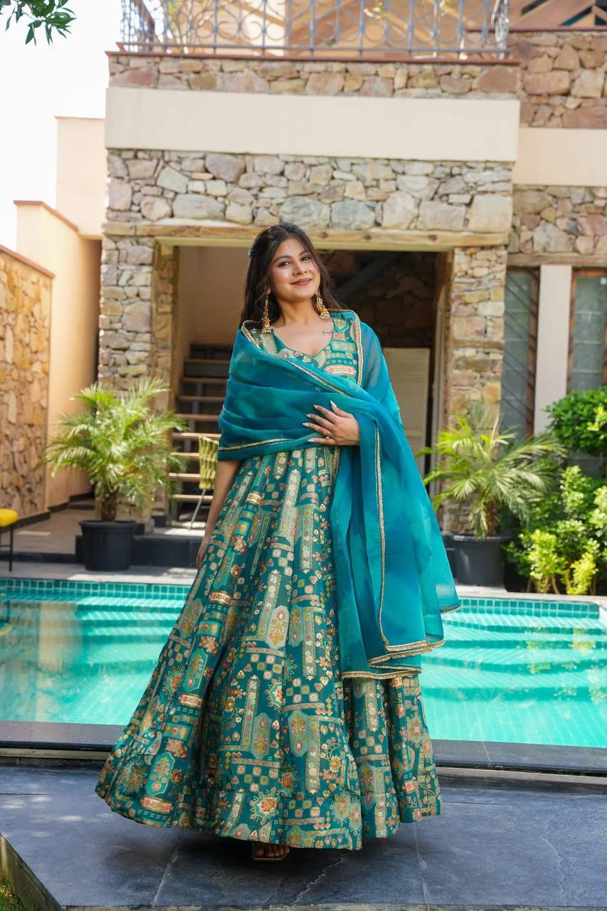 Party Wear Look Designer Anarkali Gown And Dupatta