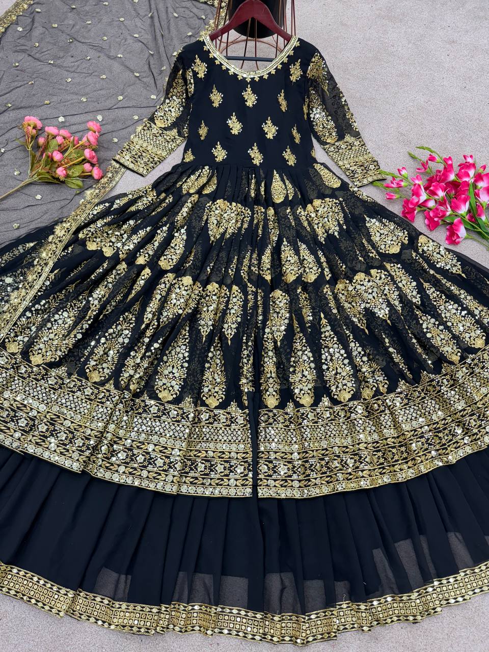 Designer Party Wear Look Gown With Bottom And Dupatta