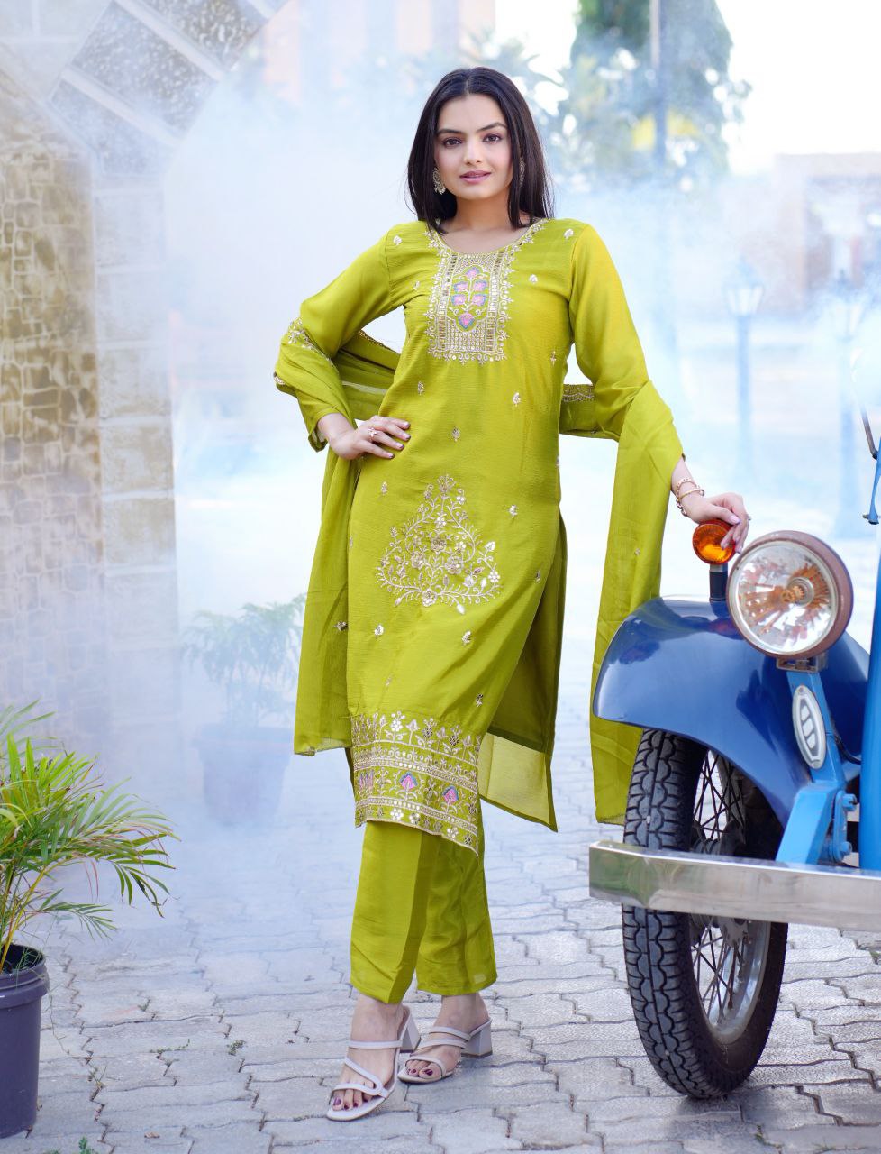Designer Embroidered Suit Pent And Dupatta With Embroidered Work
