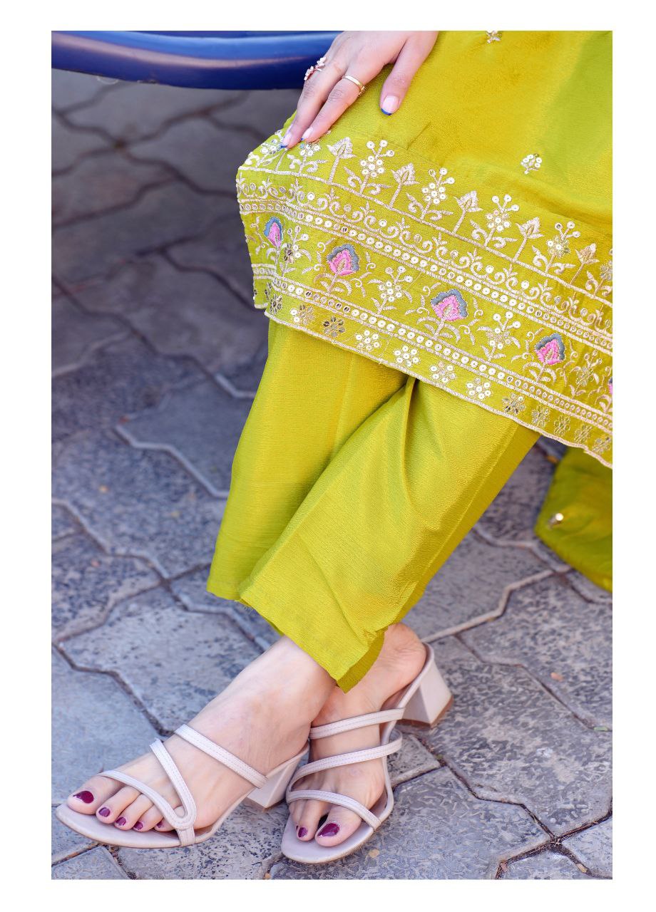 Designer Embroidered Suit Pent And Dupatta With Embroidered Work