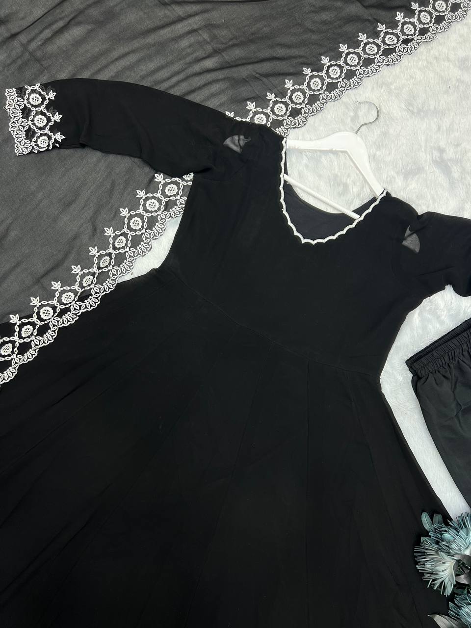 Beautiful Party Wear Anarkali Gown And Pent With Dupatta