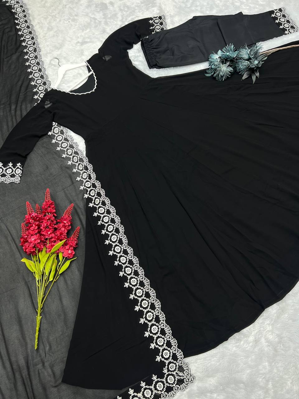 Beautiful Party Wear Anarkali Gown And Pent With Dupatta