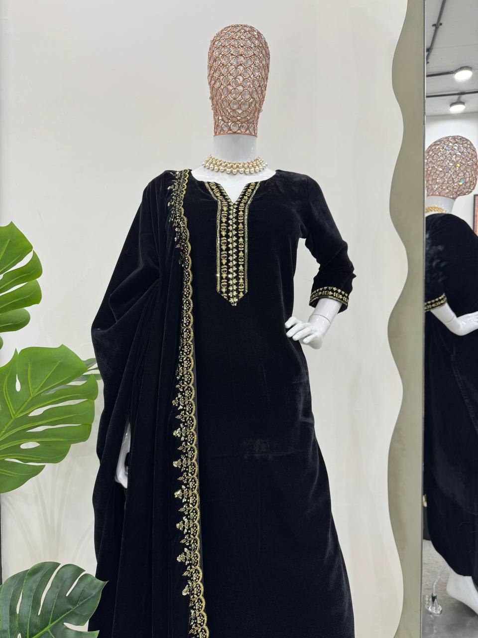 Party Wear Look Suit Set With Thread And Sequence Work