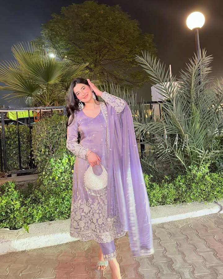 डिजाइनर गाउन - बॉटम और दुपट्टा, धागे की कढ़ाई के काम के साथ