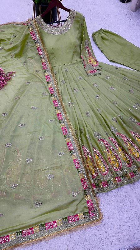 Designer Party Wear Look Gown With Bottom And Dupatta