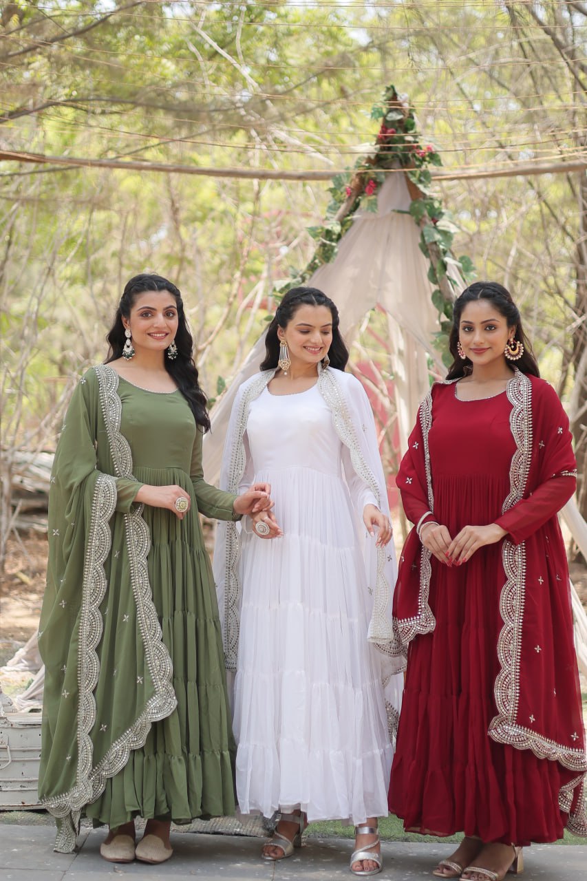 Party Wear Look Gown With Rich Sequins Embroidered Work