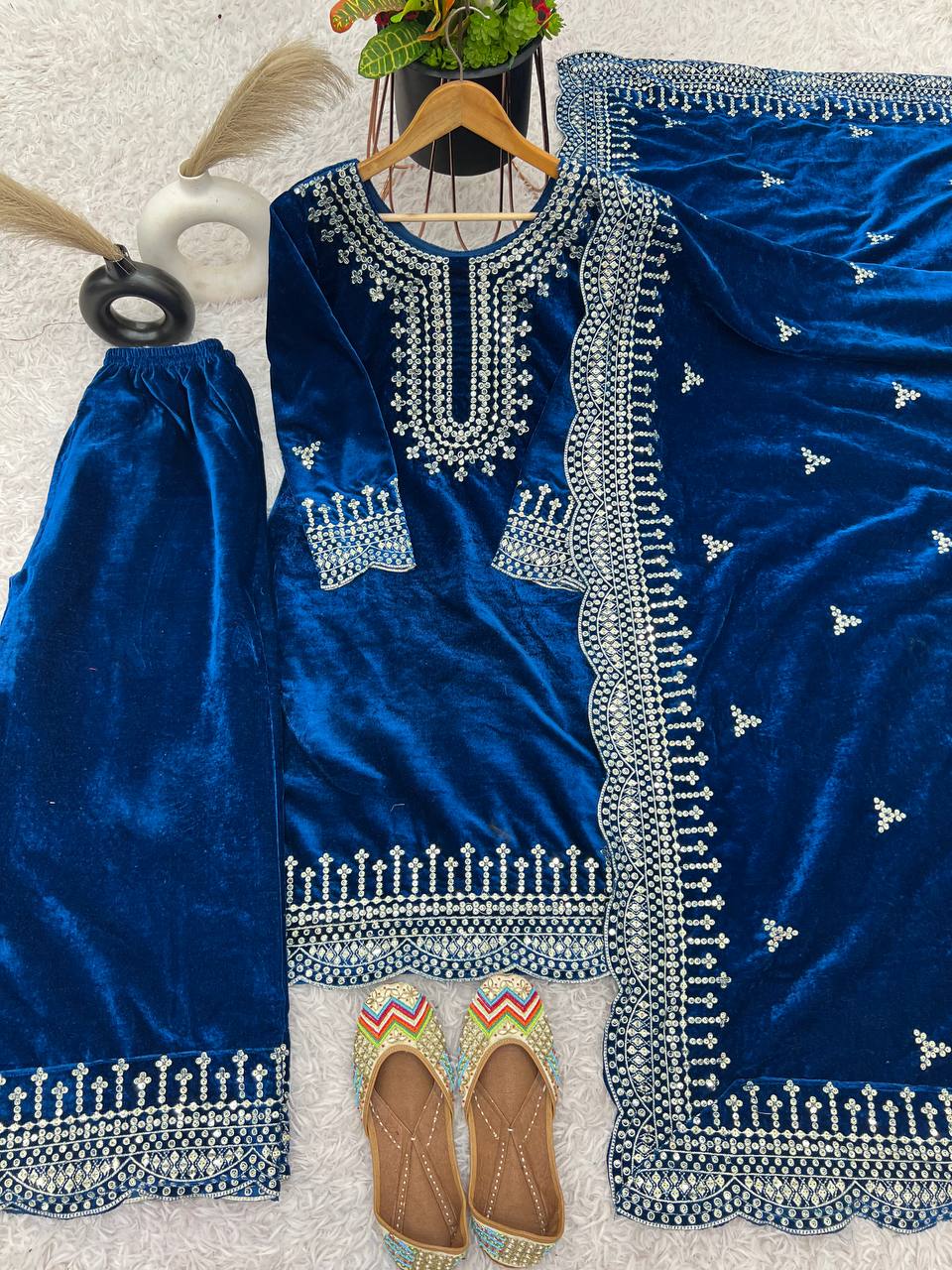 Designer Party Wear Top-Sharara And Dupatta With Heavy Embroidery Sequence Work