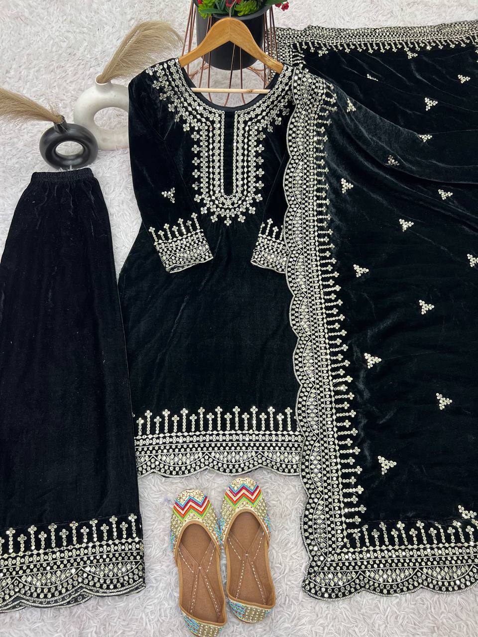 Designer Party Wear Top-Sharara And Dupatta With Heavy Embroidery Sequence Work