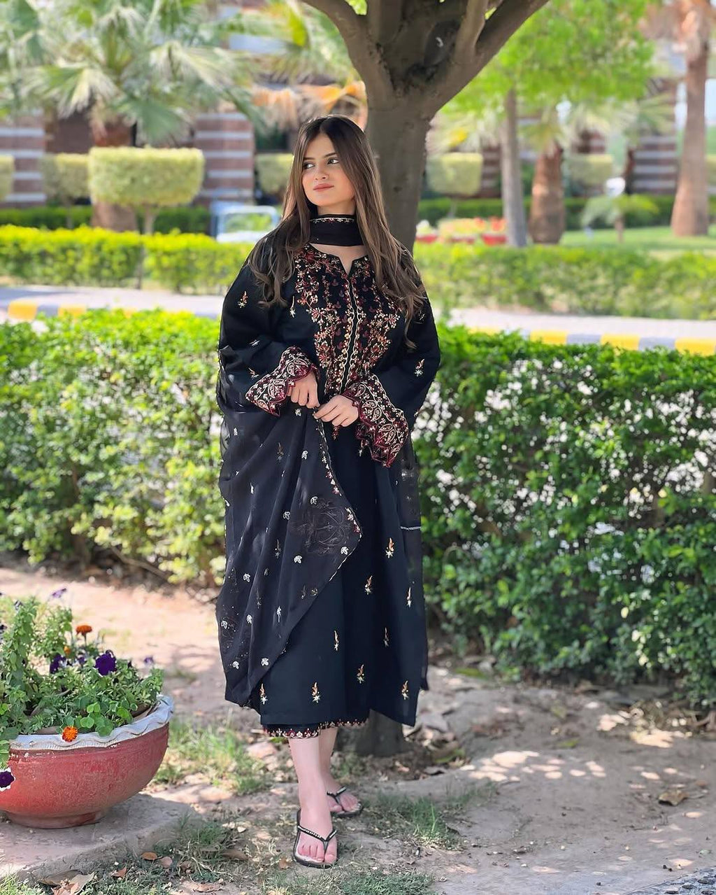 Party Wear Look Suit Set With Sequins Embroidery Work