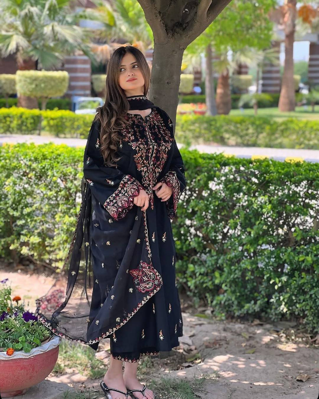 Party Wear Look Suit Set With Sequins Embroidery Work