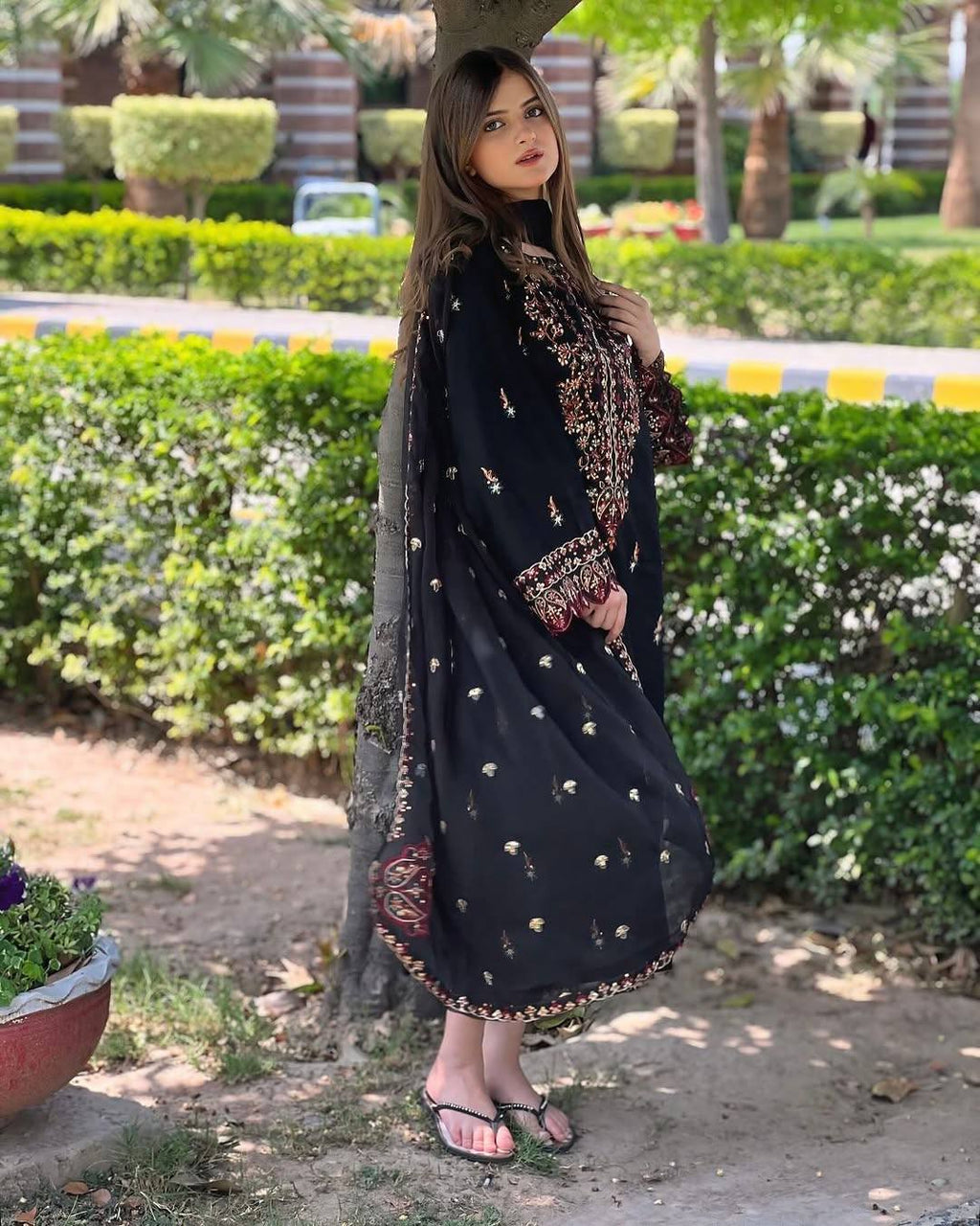 Party Wear Look Suit Set With Sequins Embroidery Work