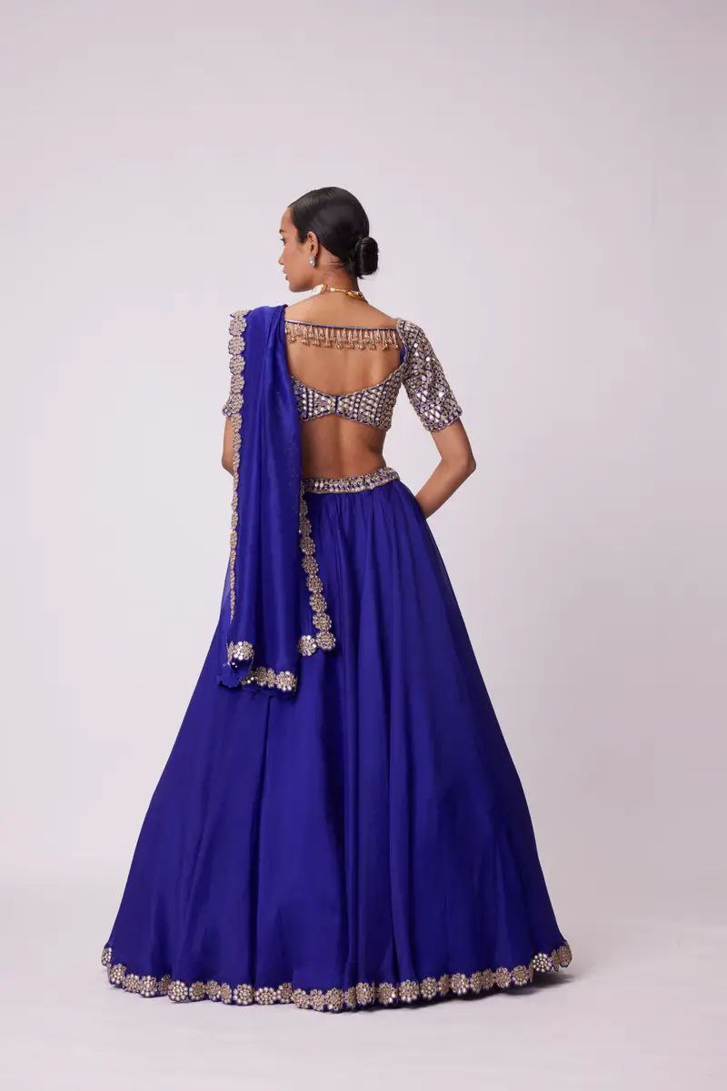 Designer Party Wear Look Lehenga Choli With Foil Mirror Work