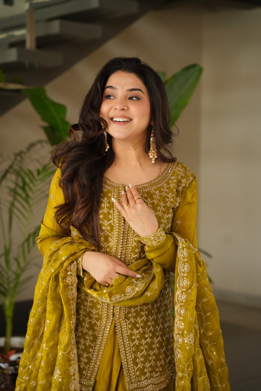 Party Wear Look Top-Bottom And Dupatta With Embroidered Work