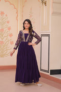 Party Wear Look Gown With Sequins & Zari Embroidered Work