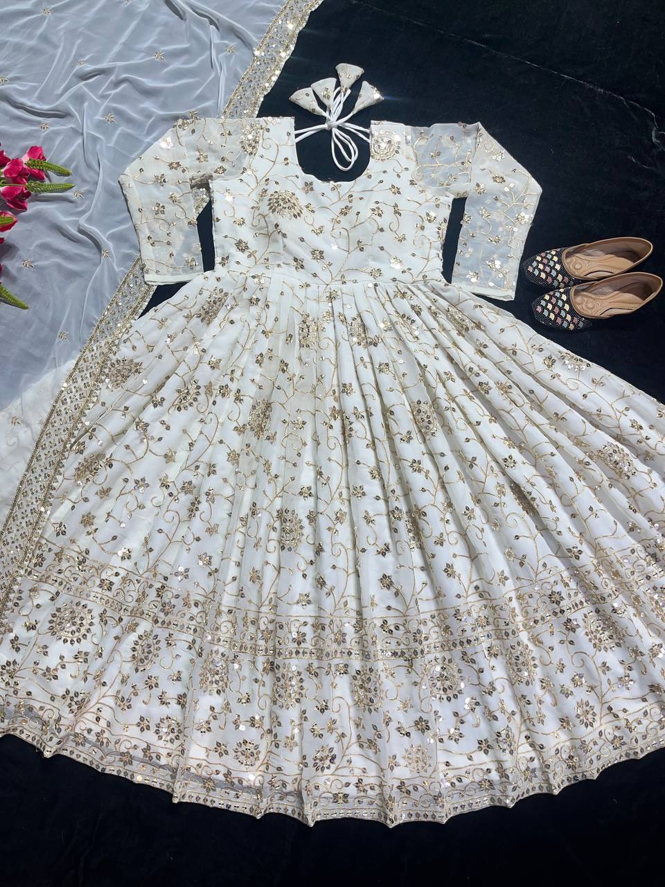 Beautiful Party Wear Anarkali Gown And Fancy Dupatta