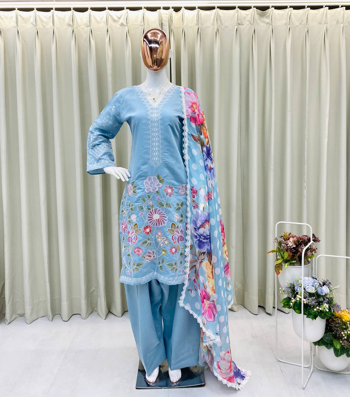 Party Wear Look Top-Bottom And Beautiful Dupatta