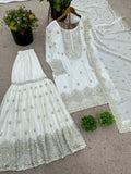 Fancy Top-Plazzo And Dupatta Set With Embroidery Sequence Work