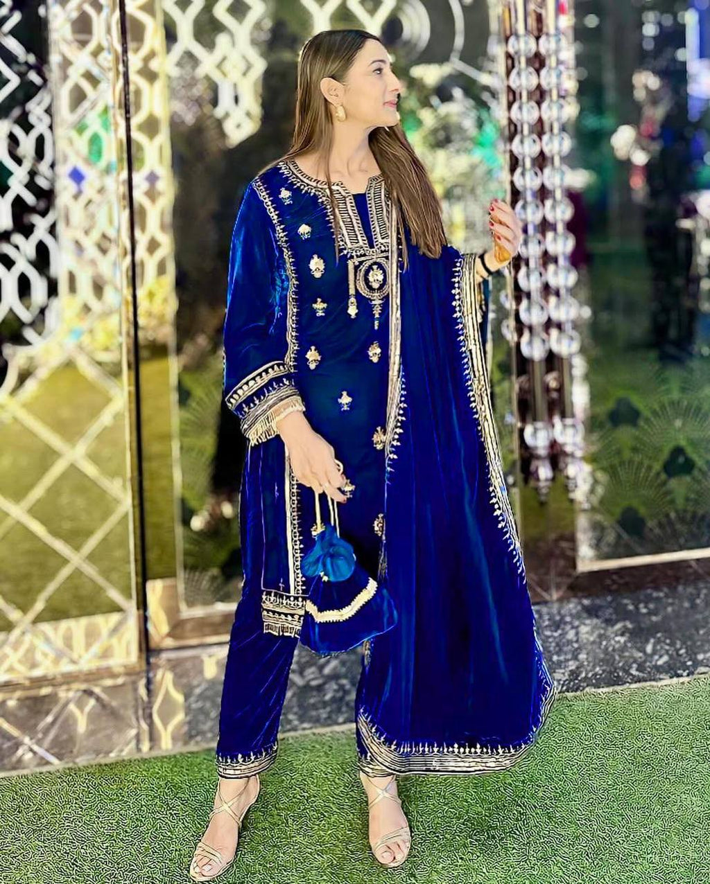 Party Wear Suit Set With Thread And Sequence Work