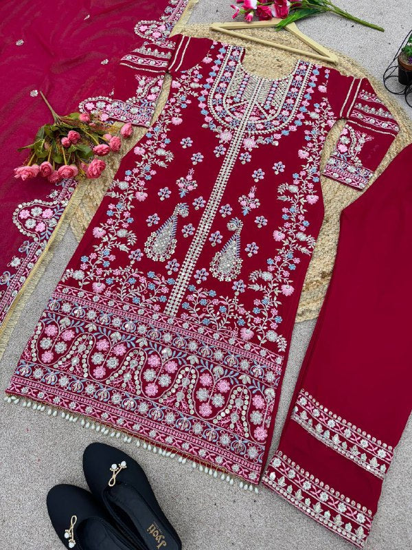Fancy Top-Bottom And Dupatta With Heavy Embroidery Sequence Work