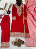 Beautiful Top-Bottom And Dupatta With Embroidery Coding Dori-Sequence Work