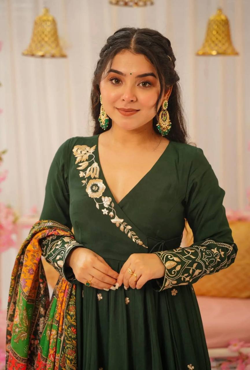 Party Wear Look Gown And Dupatta With Embroidery Sequence Work