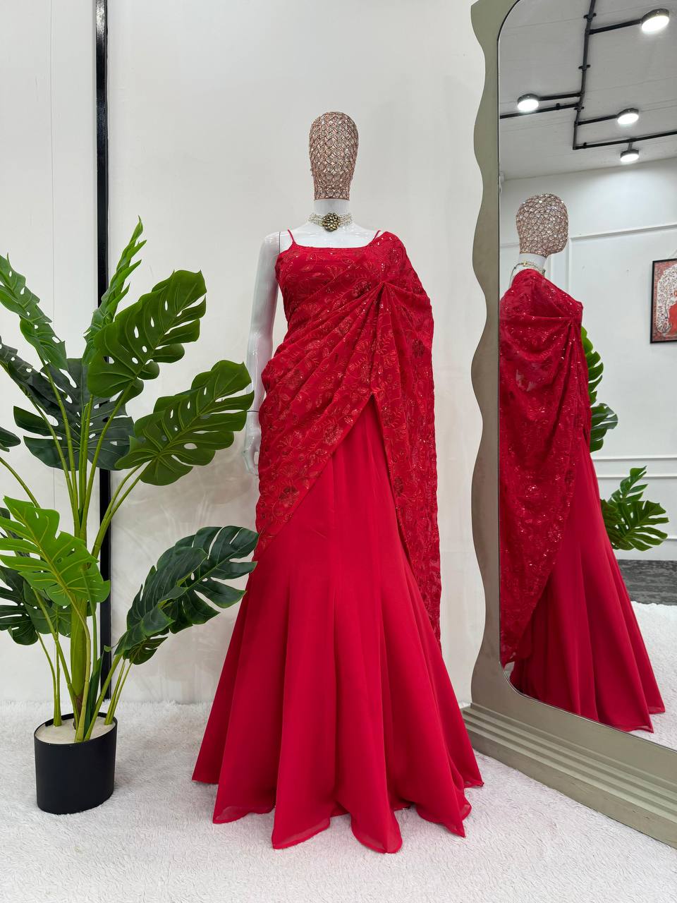 Party Wear Look Ready To Wear Lehenga Saree