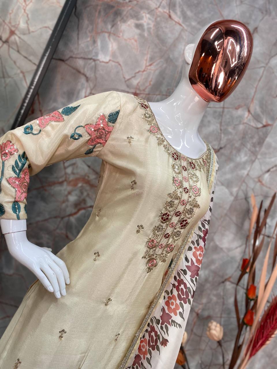 Party Wear Look Designer Top And Sharara With Dupatta