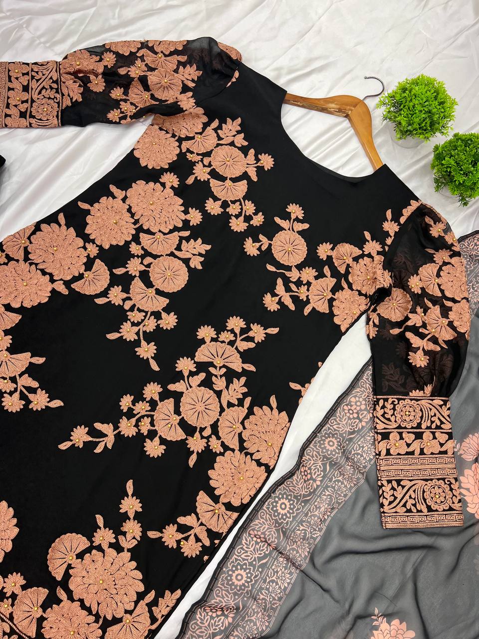 Designer Party Wear Look Top-Bottom And Dupatta With Heavy Embroidery Work