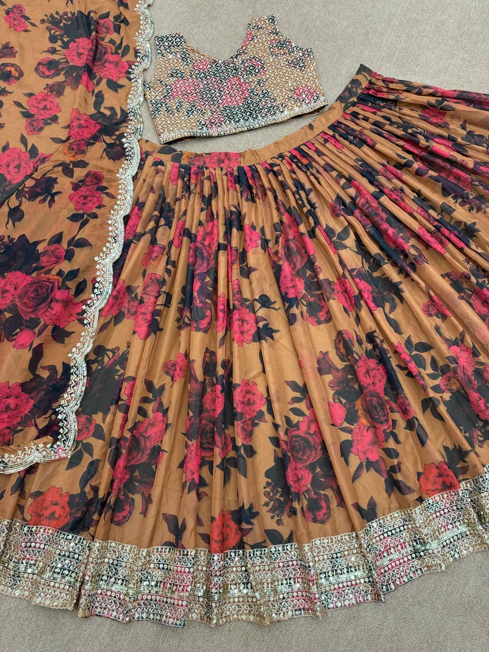 Party Wear Designer Lehenga Choli With Digital Print