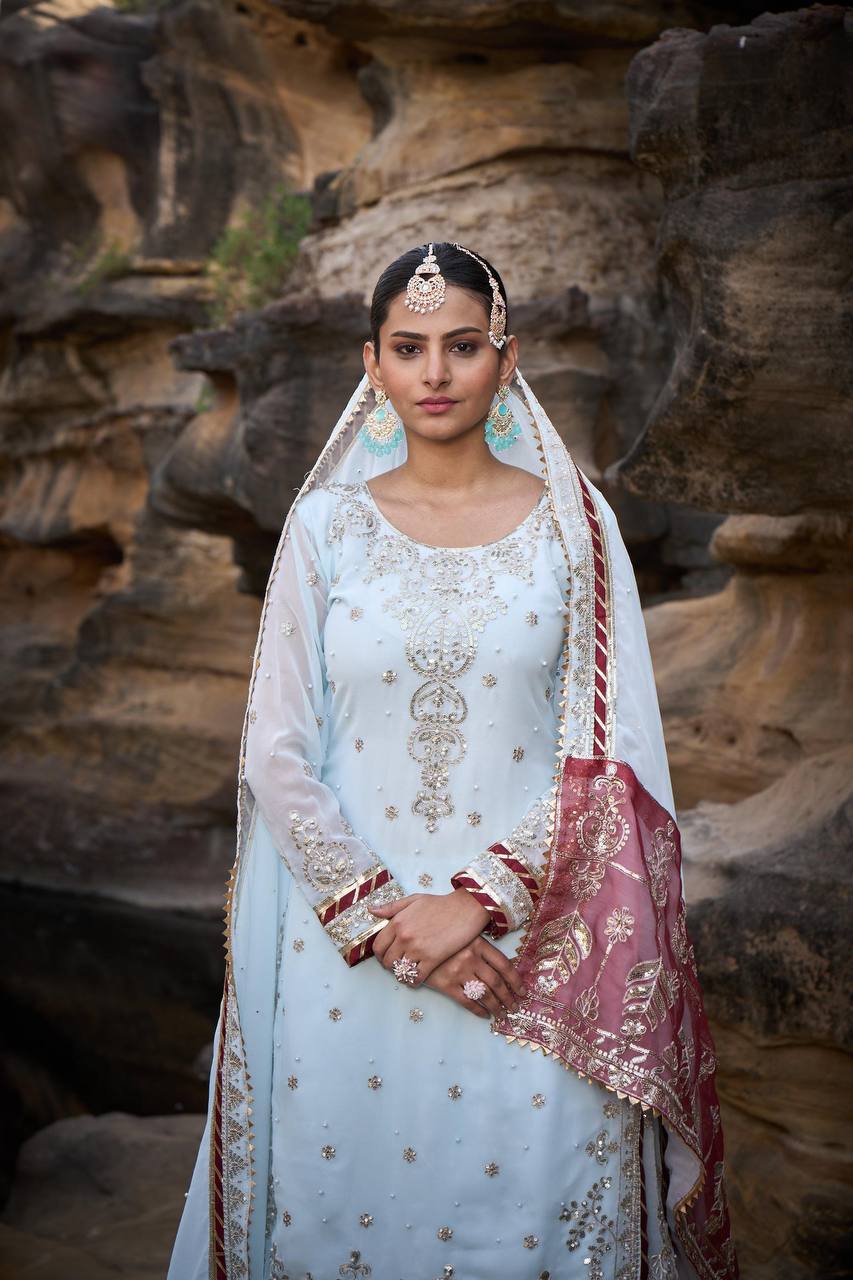 Party Wear Look Designer Top And Bottom With Dupatta