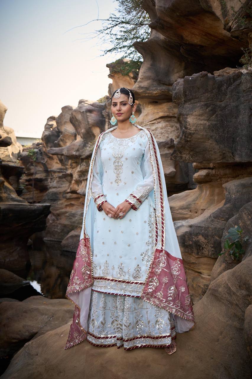 Party Wear Look Designer Top And Bottom With Dupatta