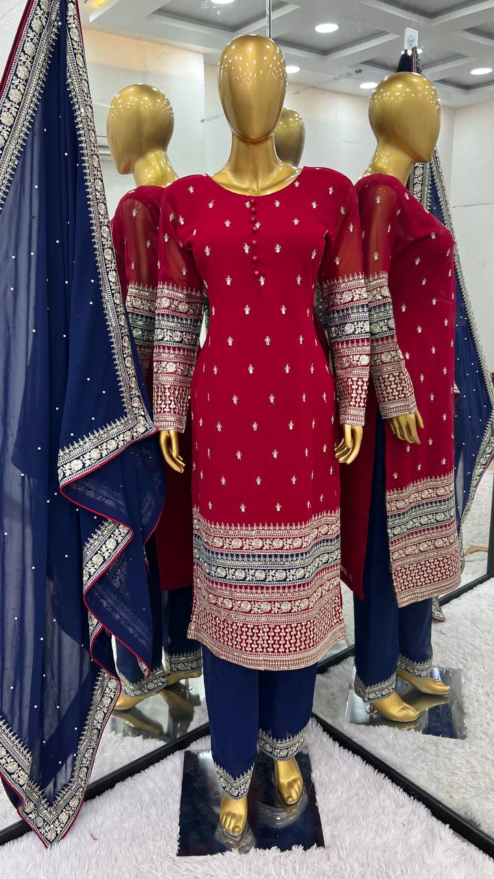 Designer Party Wear Look New Top Bottom With Dupatta