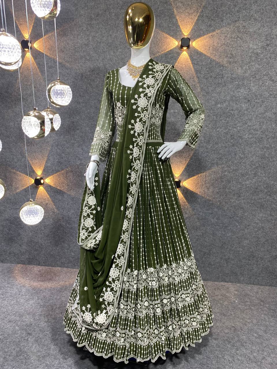 Beautiful Party Wear Anarkali Gown And Pent With Dupatta