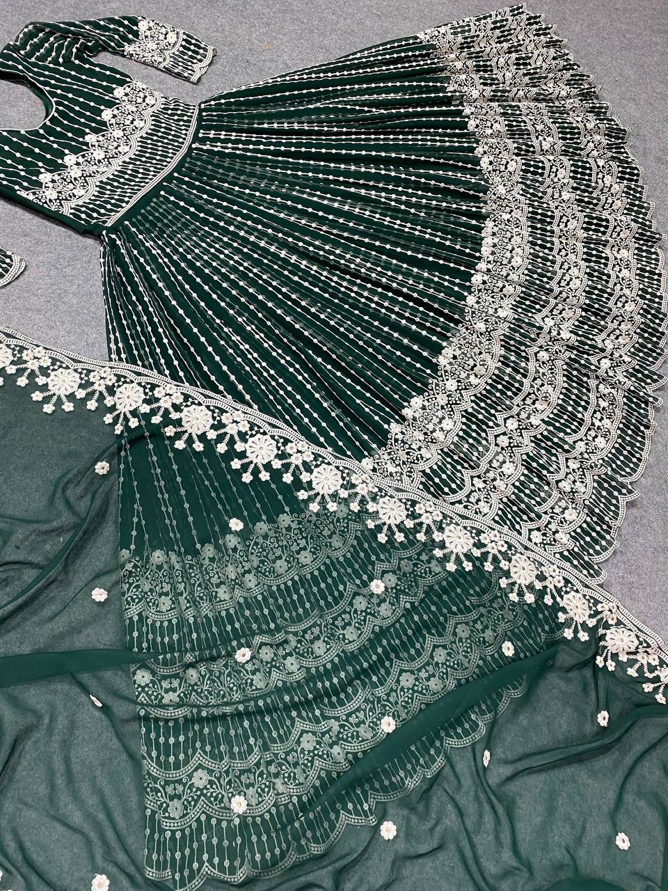 Beautiful Party Wear Anarkali Gown And Pent With Dupatta