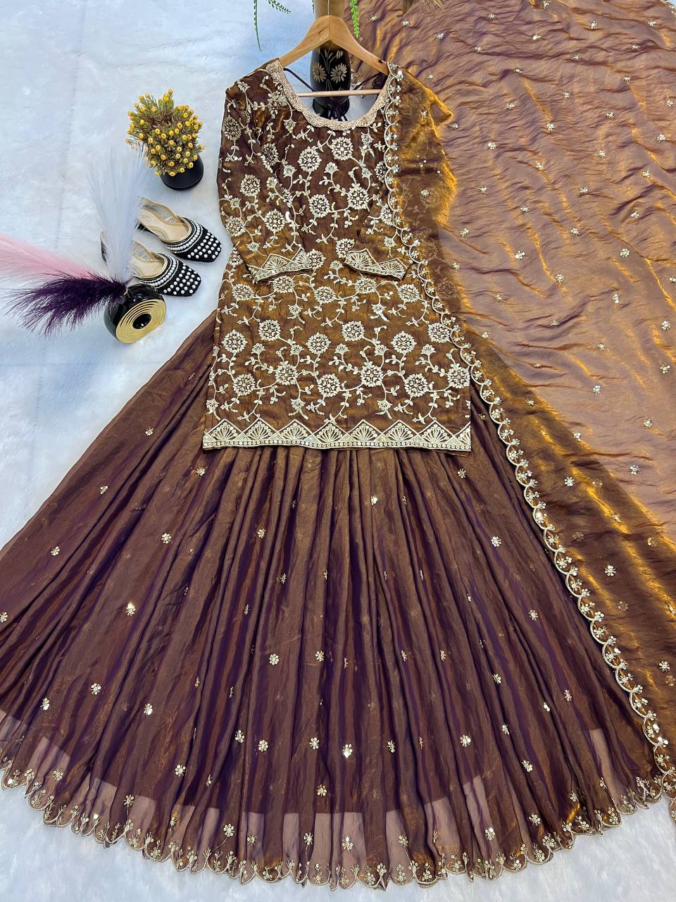 Party Wear Designer Top Lehenga And Beautiful Dupatta