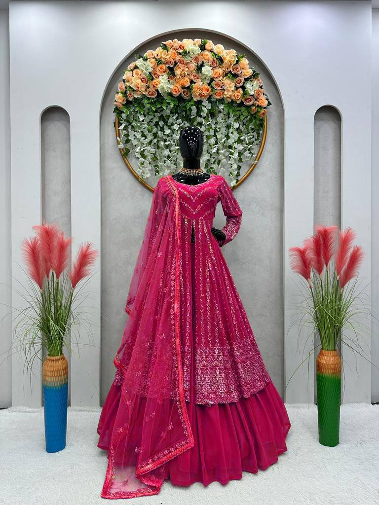 Party Wear Look Top Lehenga And Dupatta With Sequence Work