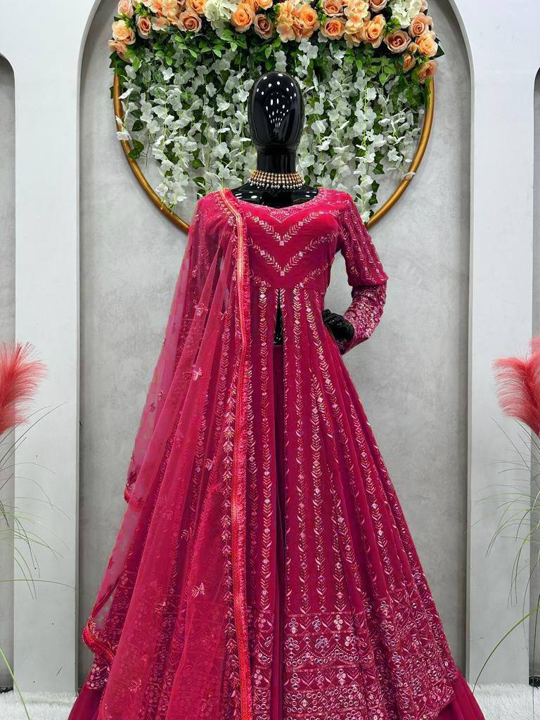 Party Wear Look Top Lehenga And Dupatta With Sequence Work