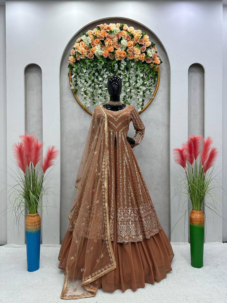 Party Wear Look Top Lehenga And Dupatta With Sequence Work
