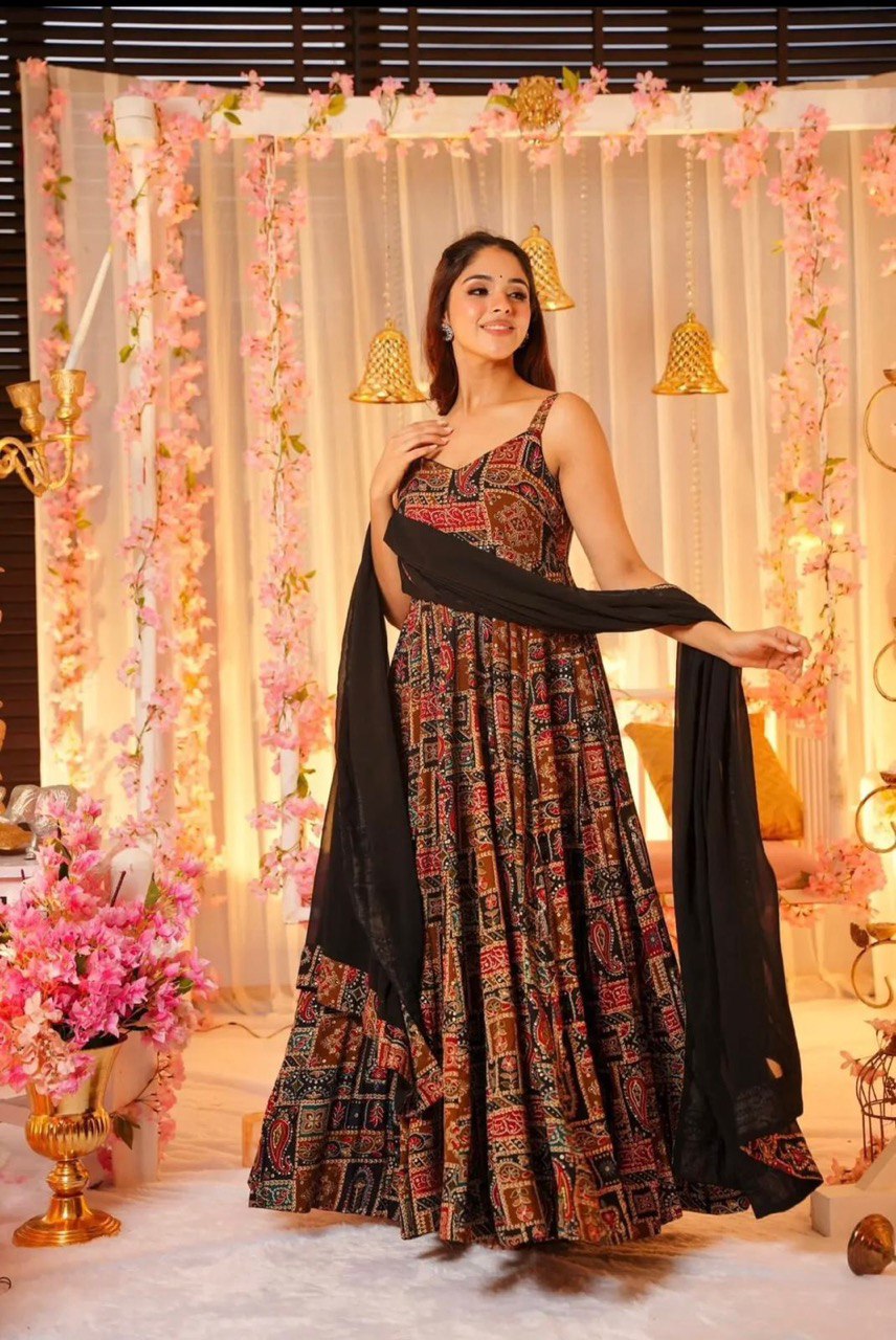 Party Wear Look Designer Anarkali Gown And Dupatta