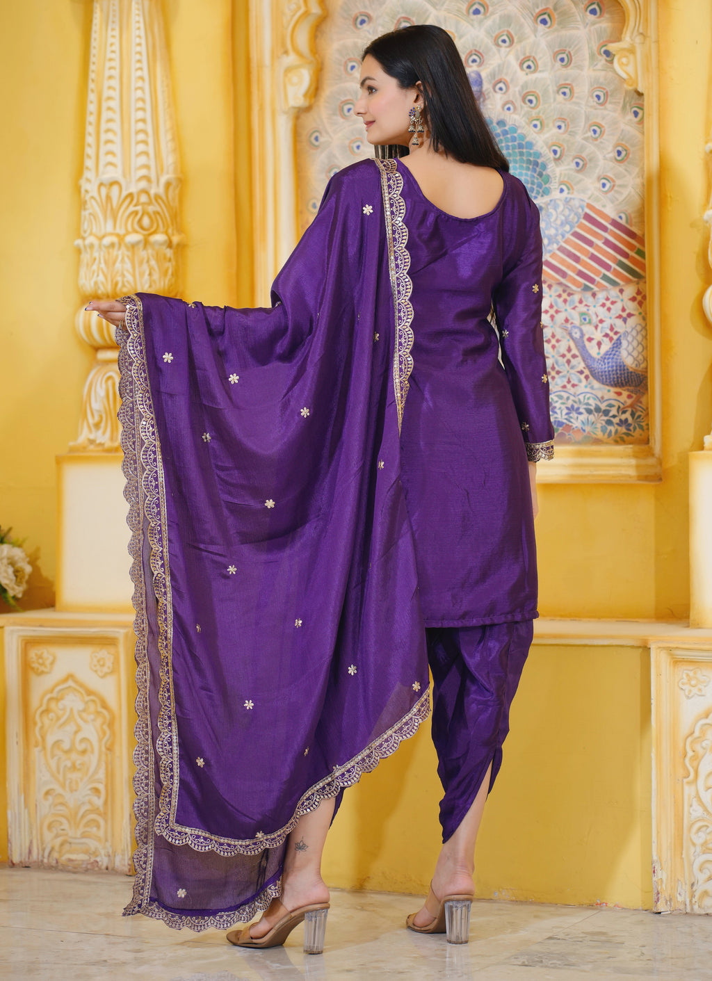 Beautiful Party Wear Dhoti Suit With Sequence Embroidered Work